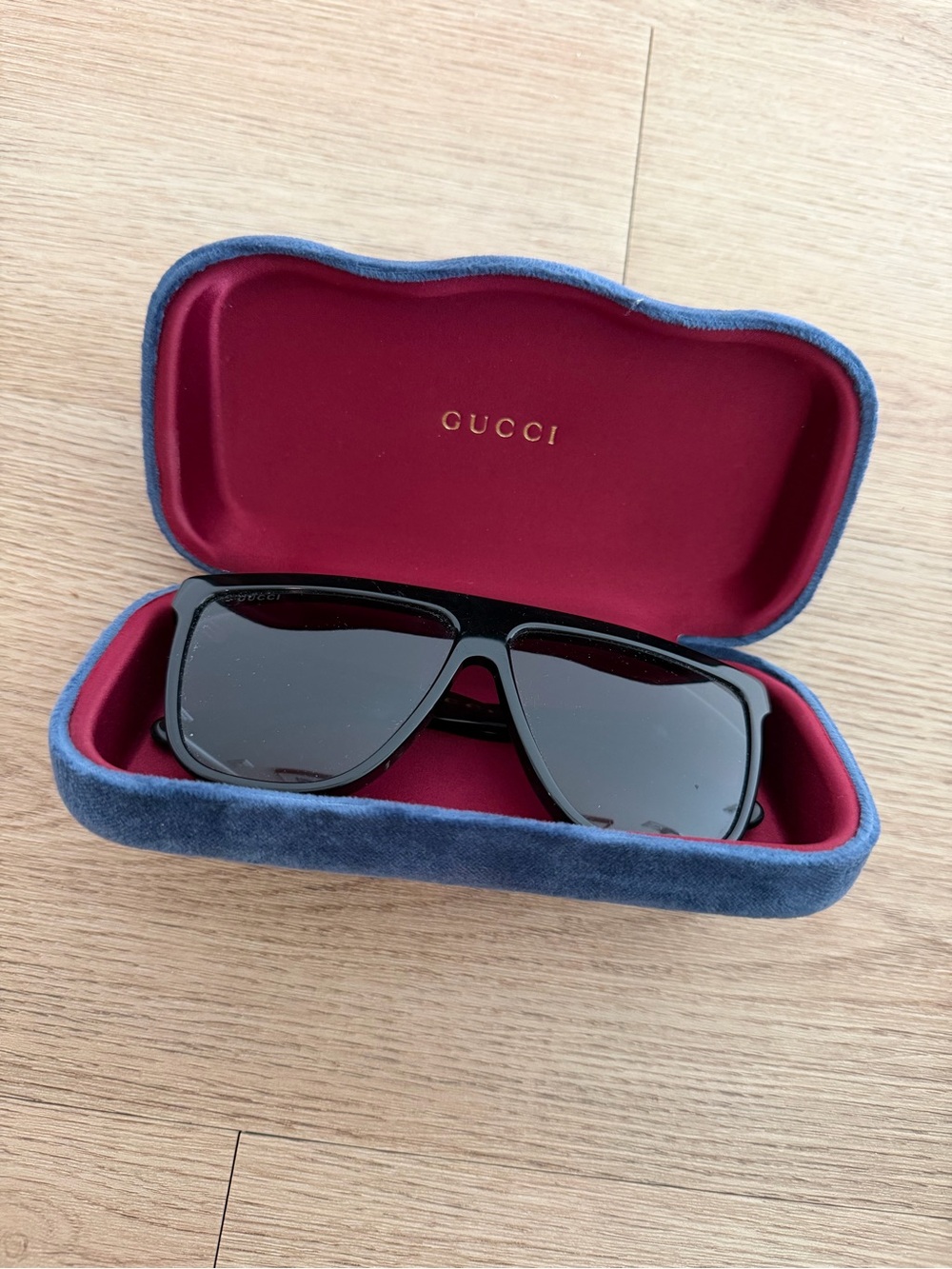Gucci Black Sunglasses with Burgundy Velvet Case